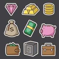 set of finance good for sticker, pattern t shirt, pins design, and graphic design vector