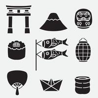 set of japan icons good for logo, symbol, element design, silhouette design, etc vector