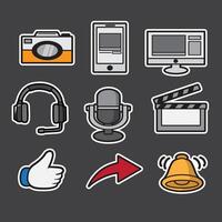set of content creator icons good for sticker, patter t shirt, element graphic design, equipment content creator vector