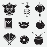 set of chinese new year icons good for element design, symbol, silhouette design, etc vector