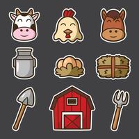 set of farm good for sticker design, pattern design, clip art design, element design, etc vector