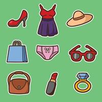 set of fashion girl good for sticker, pattern design, badge, element design, etc vector