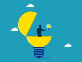man inside light bulb concept vector
