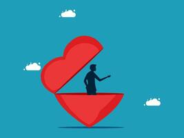 man inside a heart shape vector
