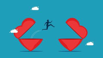 a man jumping from a heart shaped box vector