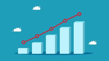 a graph chart with a red arrow going up vector