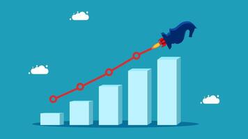 a bull is climbing up a bar chart vector
