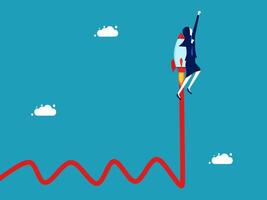 a woman is riding on a rocket to the top vector
