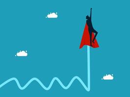 a man in a red cape flying over a line of clouds vector