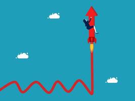 a man is riding on a rocket to the top vector