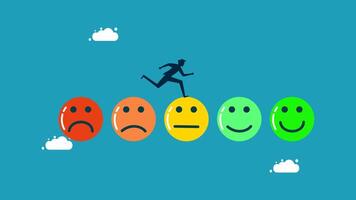 a man running across a rainbow of emotions vector