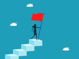 a woman is standing on a ladder with a red flag vector