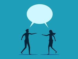 silhouette of two people talking with speech bubbles vector