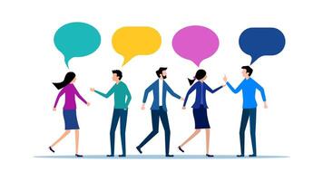 people talking with speech bubbles vector
