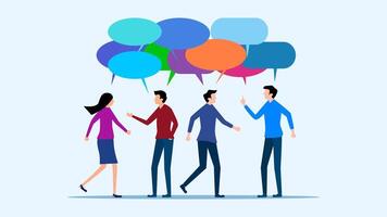 people talking with speech bubbles vector