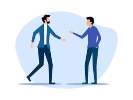 two men shaking hands in a flat style vector