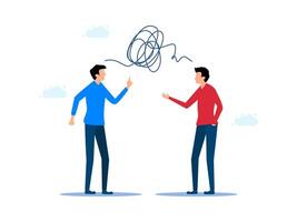 two men are talking to each other, one is pointing to the other vector