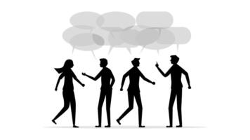 silhouette of people talking with speech bubbles vector