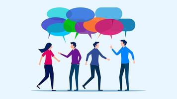 people talking with speech bubbles vector