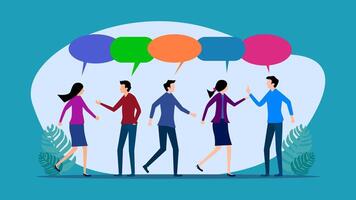 people talking with speech bubbles vector