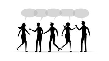 silhouettes of business people talking with speech bubbles vector