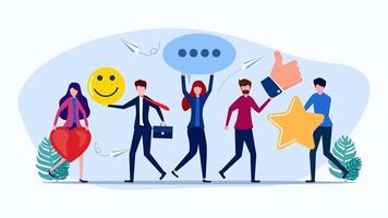 people with speech bubbles and smiley faces vector