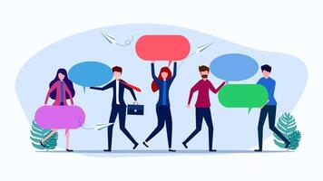 people talking with speech bubbles on a white background vector