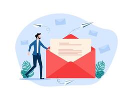 man with envelope and paper airplane vector