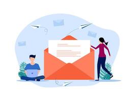 people are holding an envelope with an envelope and paper vector