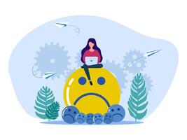 woman sitting on top of a smiley face vector