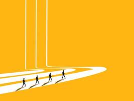 Unity for success. Businessman team walks on the same path vector