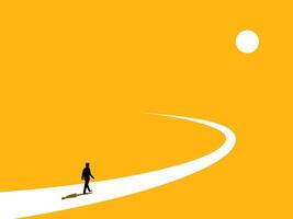 Challenging task, Final task. Businessman walking on the last curve of the road vector