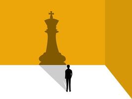 Confidence. man Standing With Shadow Of King. vector