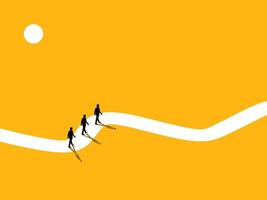Businessman team walking on a long path vector