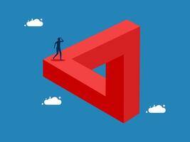 Confusion with the problem. Businessman is thinking on the Penrose triangle vector