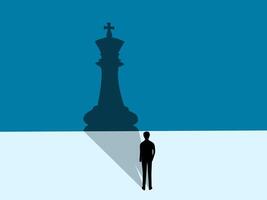 Ambition. Businessman Standing With Shadow Of King. vector