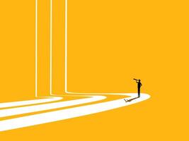 Leader vision. Businessman on a long path ahead vector