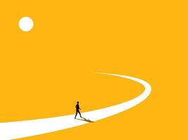 last curve of success. Businessman walks the path vector