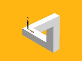 Businessman thinking of solving problems on the Penrose triangle vector