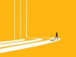 Turning point of life, final turn. Businessman walking on the personal path vector