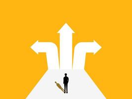 Personal path, opportunity. Businessman must decide on the path vector