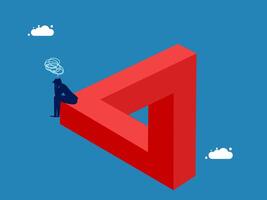 Stressed Businessman Confused with Penrose Triangle vector