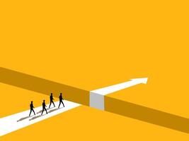 Risk. team Businessman on the Edge of the Abyss Gap vector