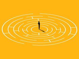 Leader, problem solving. Confident businessman in a maze vector
