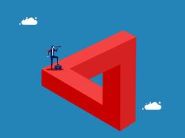 Search, Problem Solving. Foresight Businessman on the Penrose Triangle vector