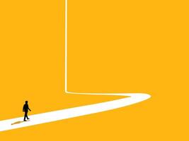 Businessman walking on the last curve of the road of success vector