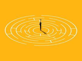 Game solving. Businessman in maze problem vector