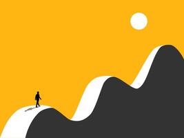 Determination. Businessman walks a long and difficult path vector