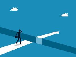 Courage, Risk. Businessman on the Edge of the Abyss Gap vector