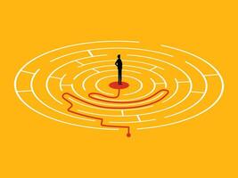 a man is standing in the middle of a maze vector